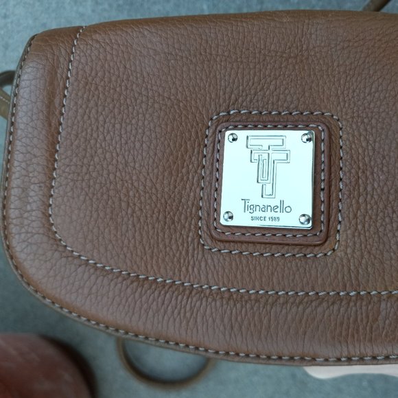 Leather Crossbody Shoulder Bag/Purse Cognac Tan Brown Chestnut Dark Camel 90s70s - Picture 6 of 16